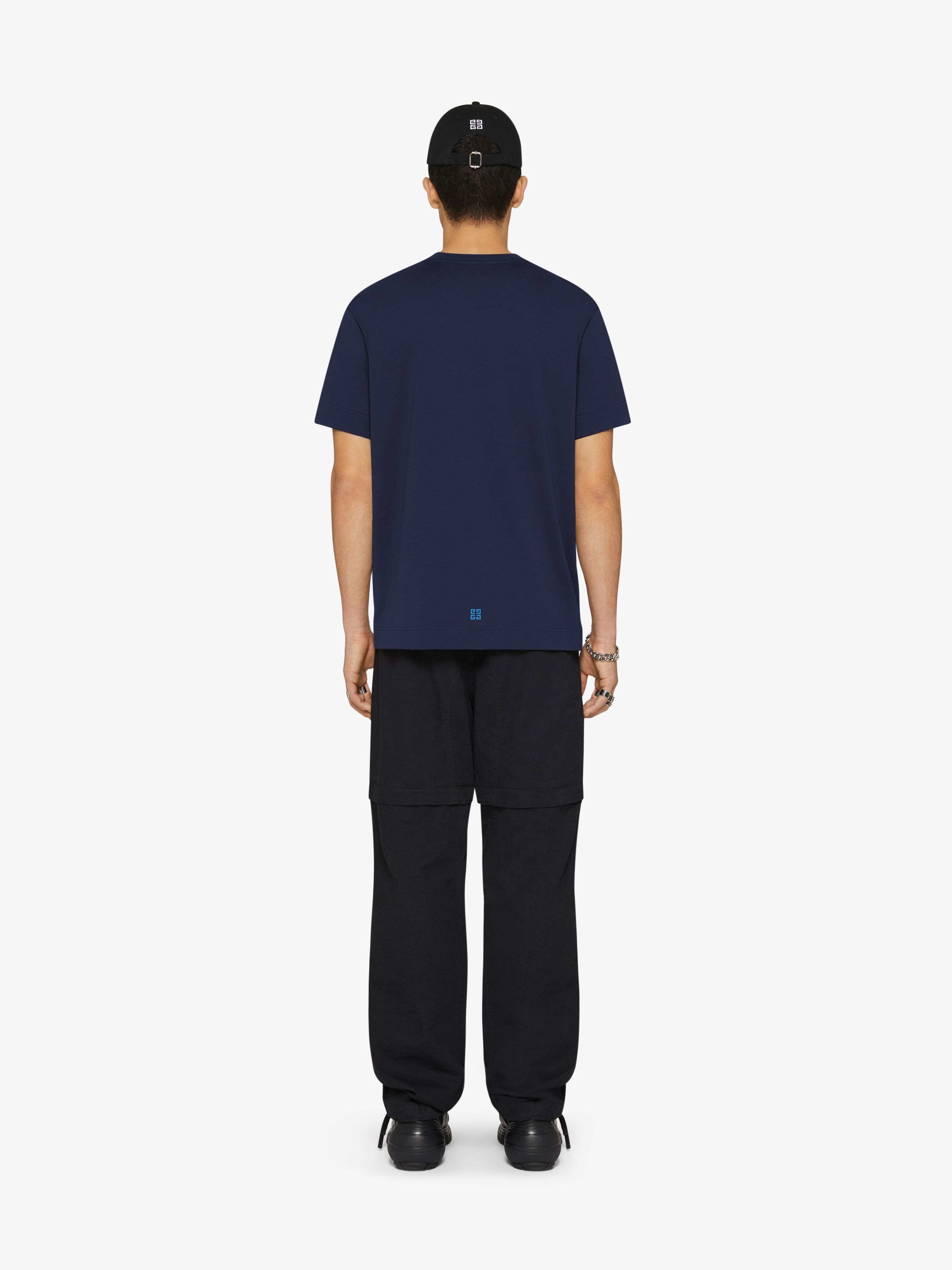 Givenchy 4g Multicolor Slim Fit T-shirt In Cotton In Blue