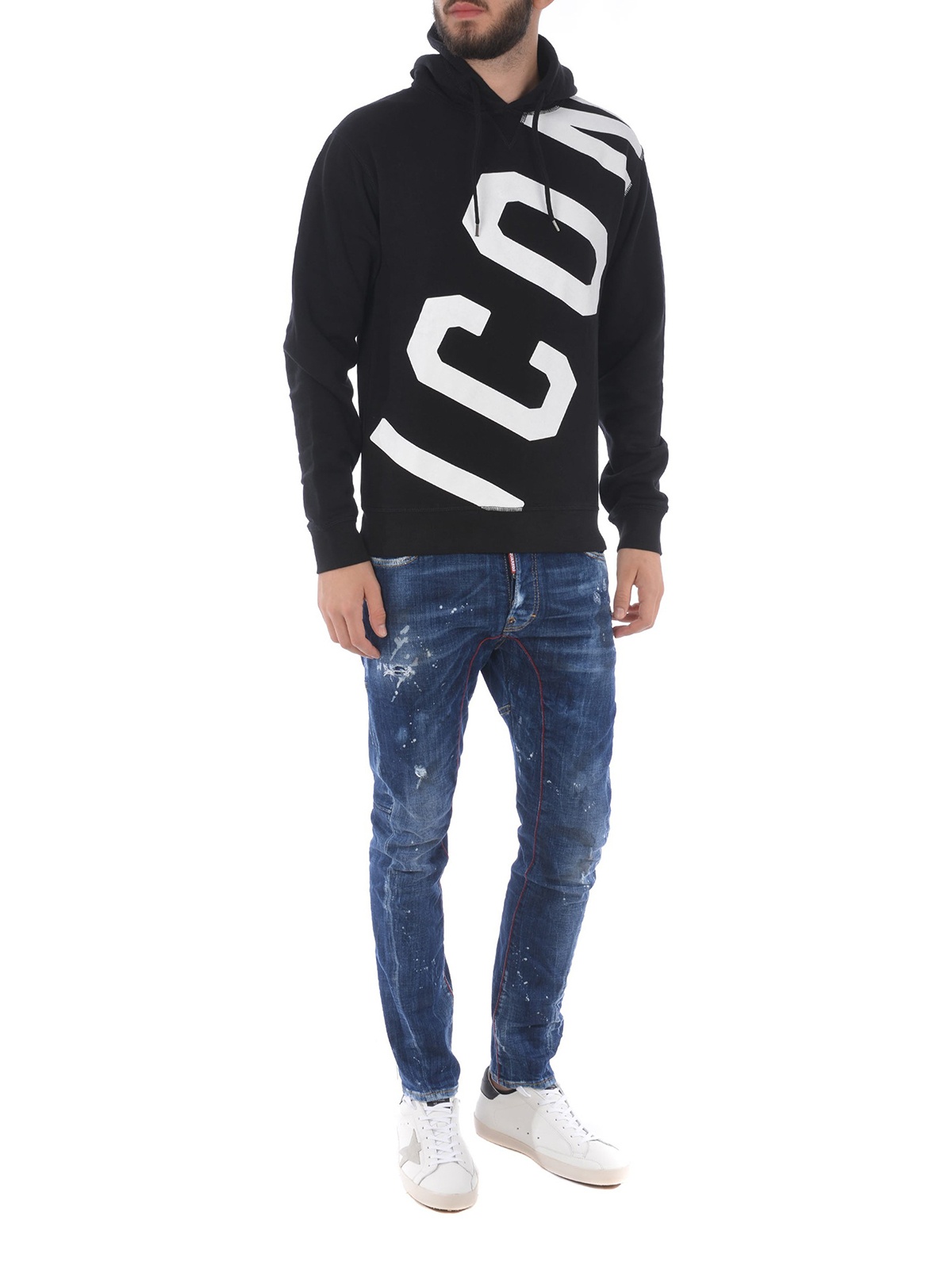 Dsquared2 Logo Hooded Sweater In Black