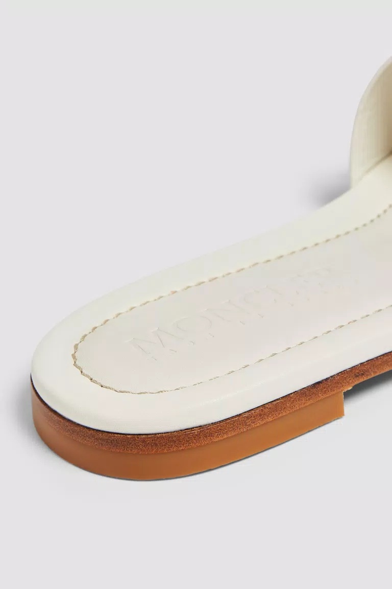 Moncler Bell Leather Slides In White