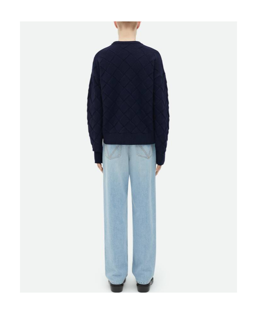 Bottega Veneta Intreccio Crew-neck Jumper In Black