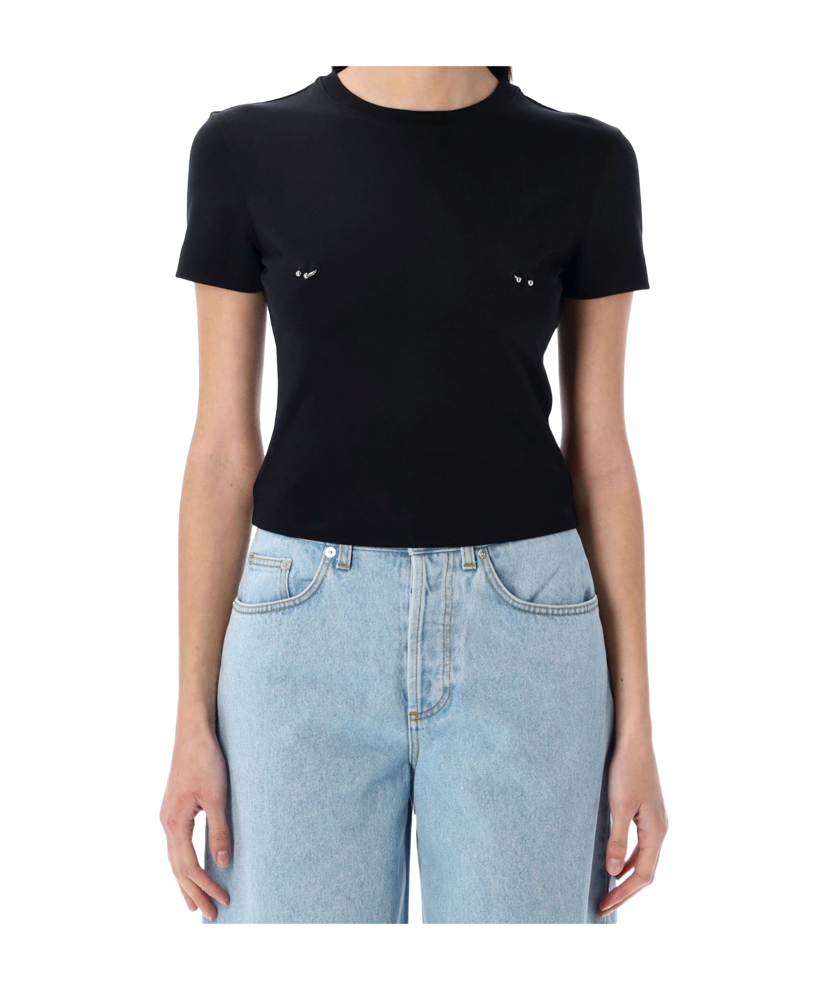 Mugler Cropped Tshirt Embellished Embellishments
