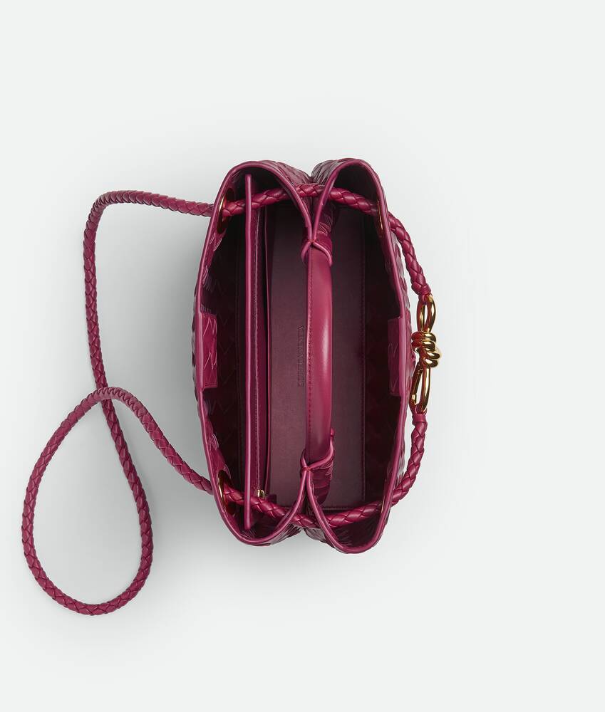 Bottega Veneta Small Lambskin Andiamo Shoulder Bag In Red
