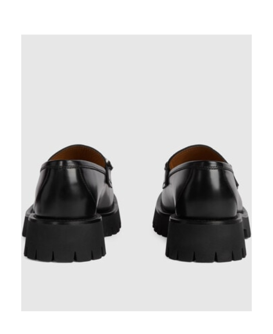 Gucci Interlocking G Logo Leather Loafers In Black