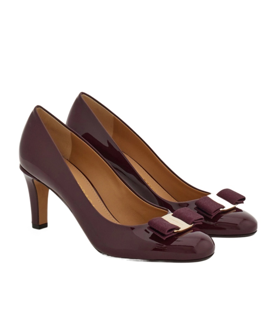 Ferragamo Vara Bow Pump Shoe In Purple