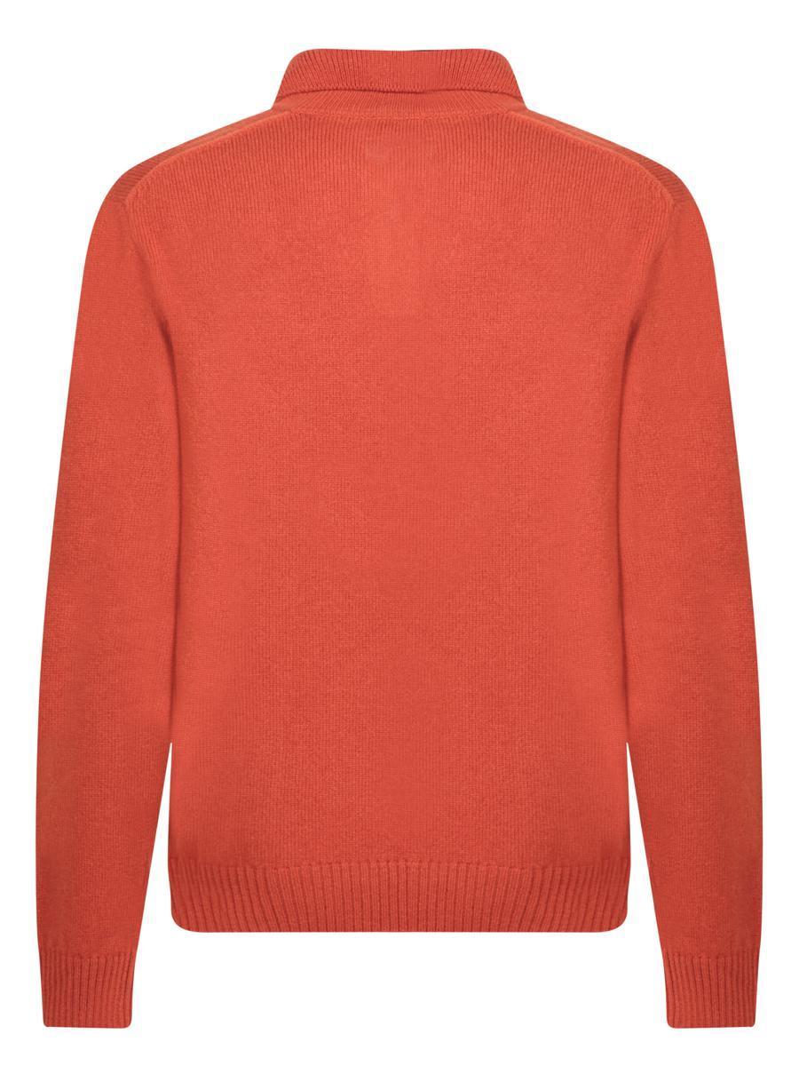 Zanone Slim Fit Long Sleeve Orange Polo Shirt In Red