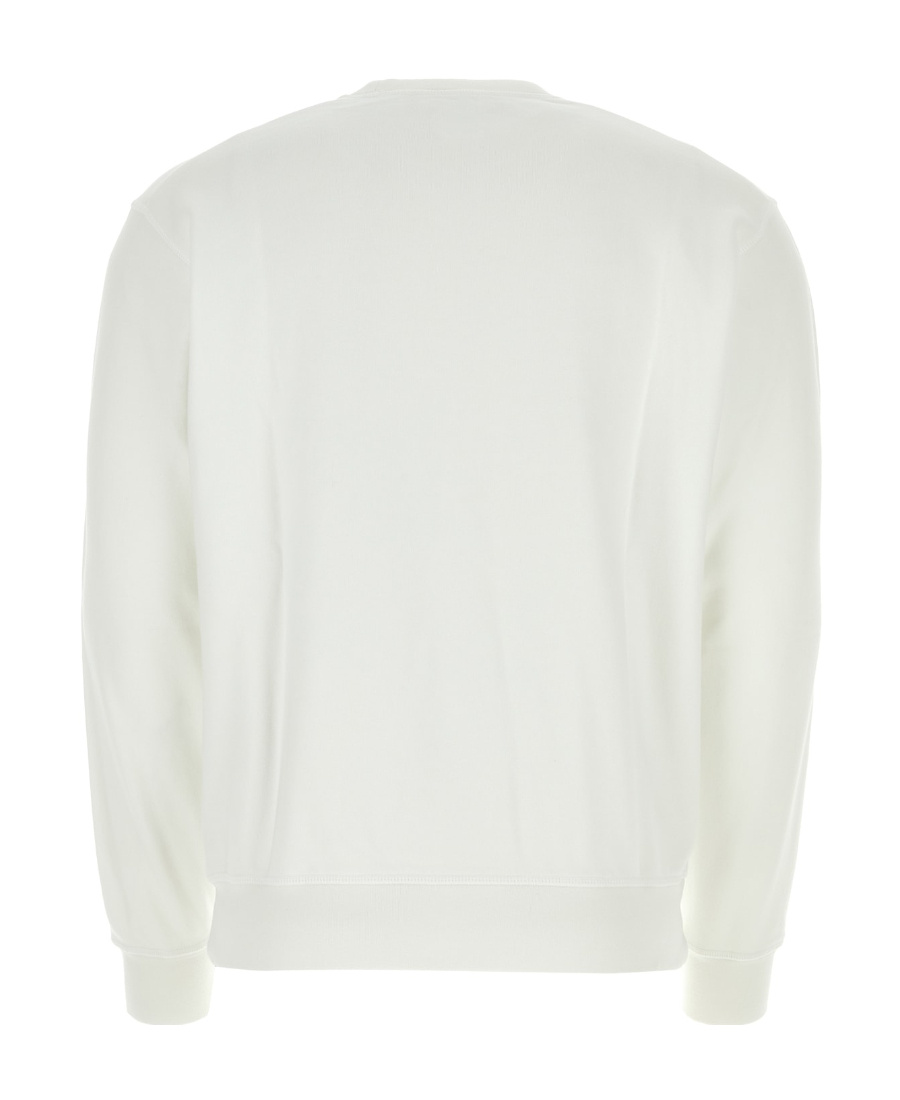 Dsquared2 Ribbed Crew-neck Cotton Sweatshirt With Long Sleeves In White