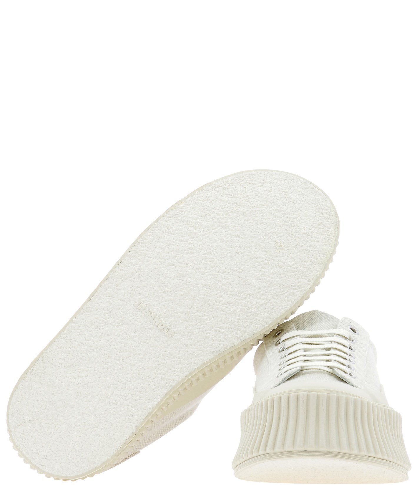 Jil Sander Platform Sole Canvas Sneakers In White