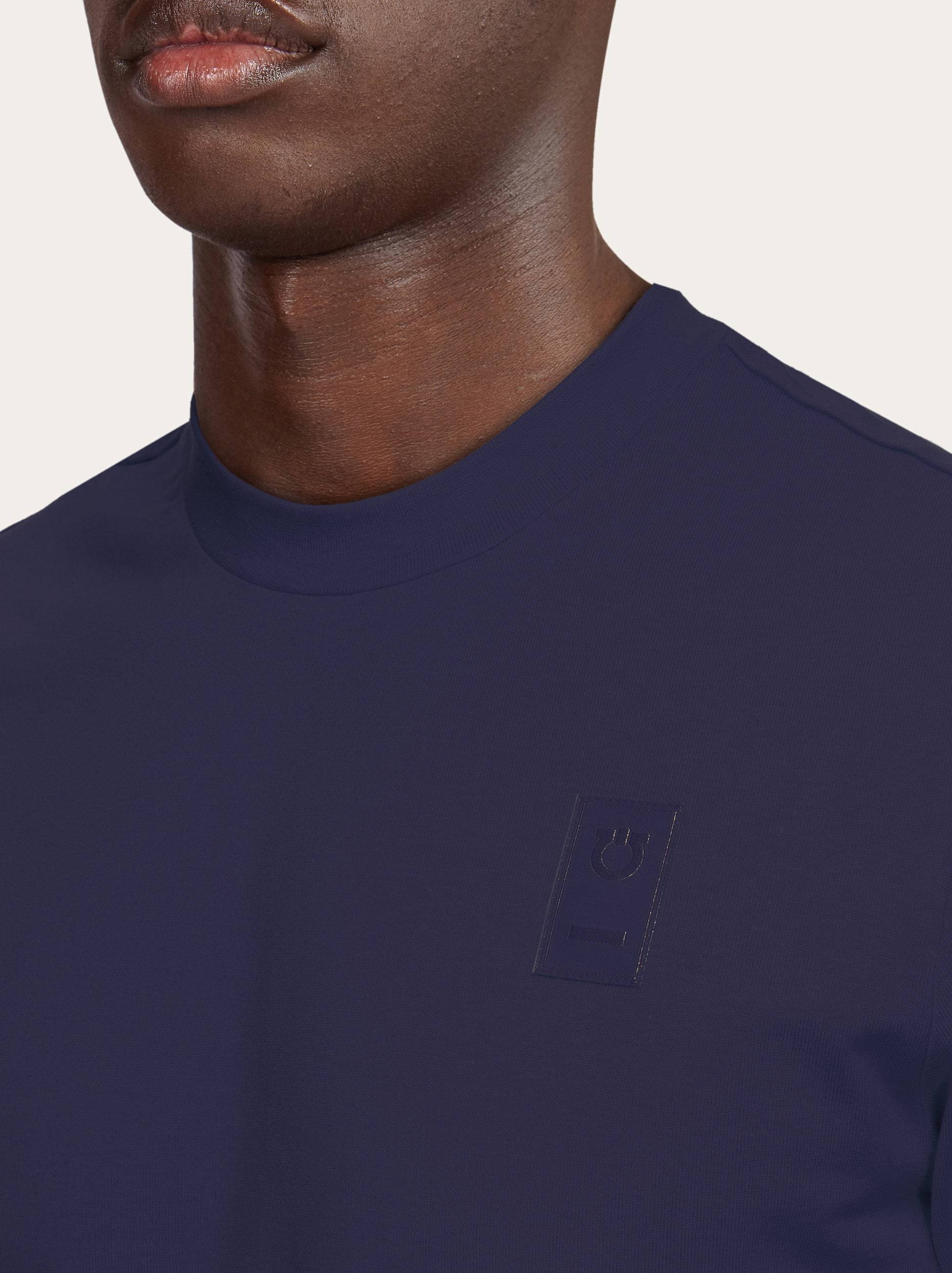 Ferragamo T-shirt With Round Neck And Short Sleeves In Blue