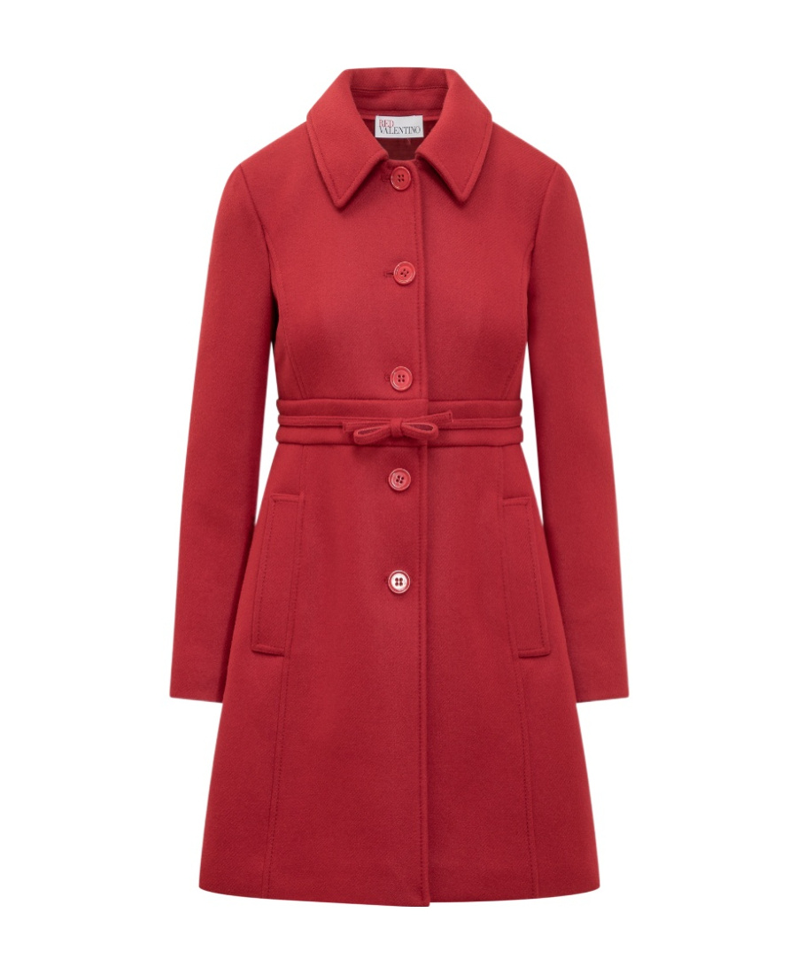 Red Valentino Lapel Long-sleeved Coat In Red