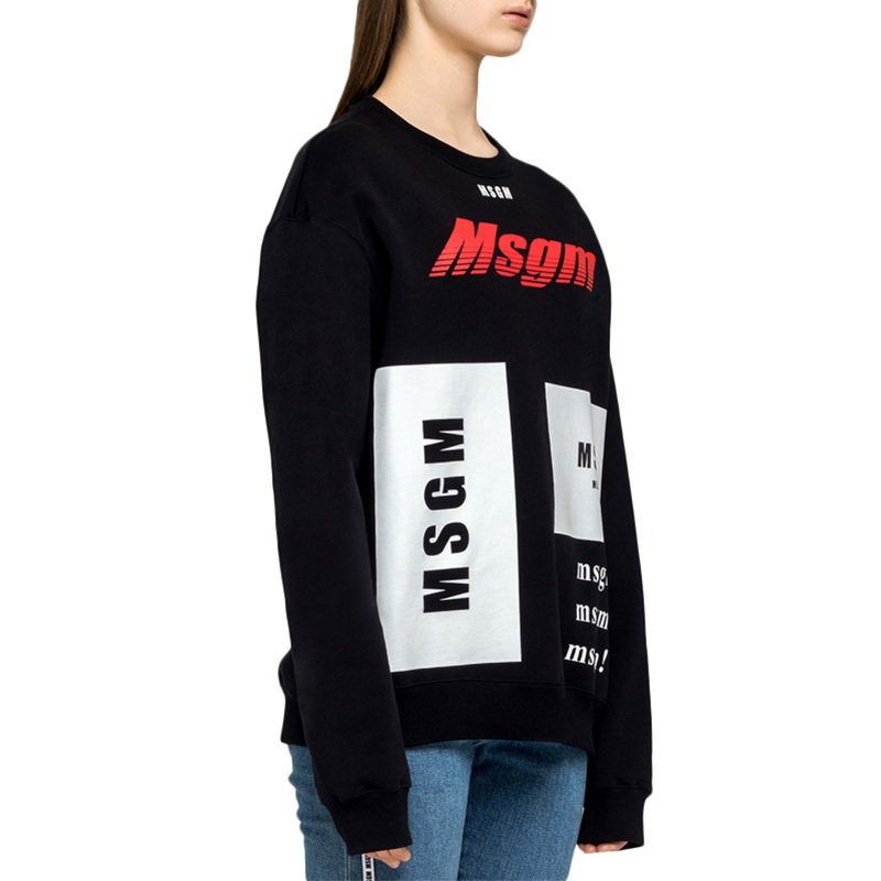 Msgm Black Printed Pattern Sweater In Black