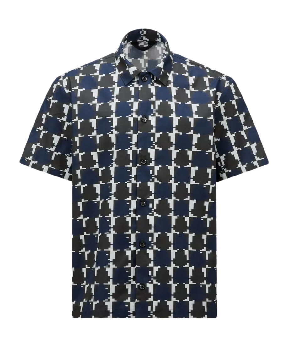 Moncler All-over Patterned Short-sleeved Shirt In Multicolor