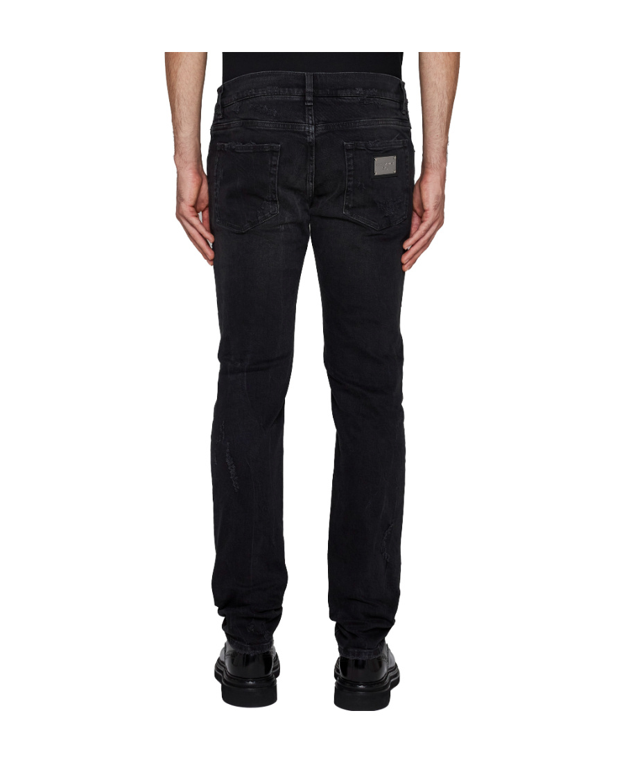 Dolce & Gabbana Distressed-effect Straight-leg Jeans In Black