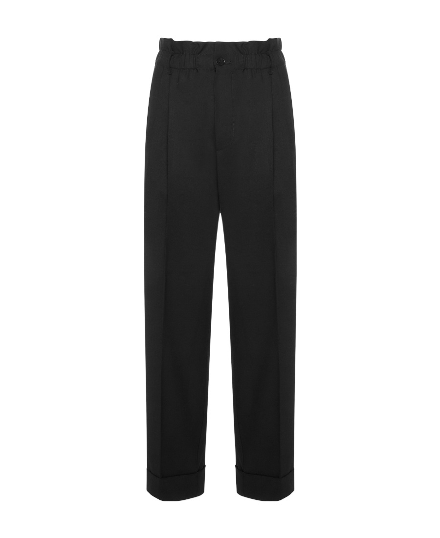 P.a.r.o.s.h Blue Pants With Wide Leg And Elastic Rear Waist In Tech Fabric Woman In Black