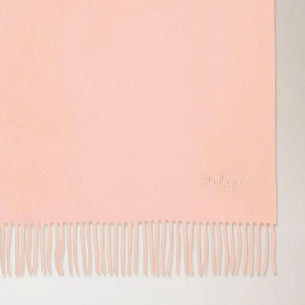 Mulberry Logo-embroidered Fringed Scarf In Pink