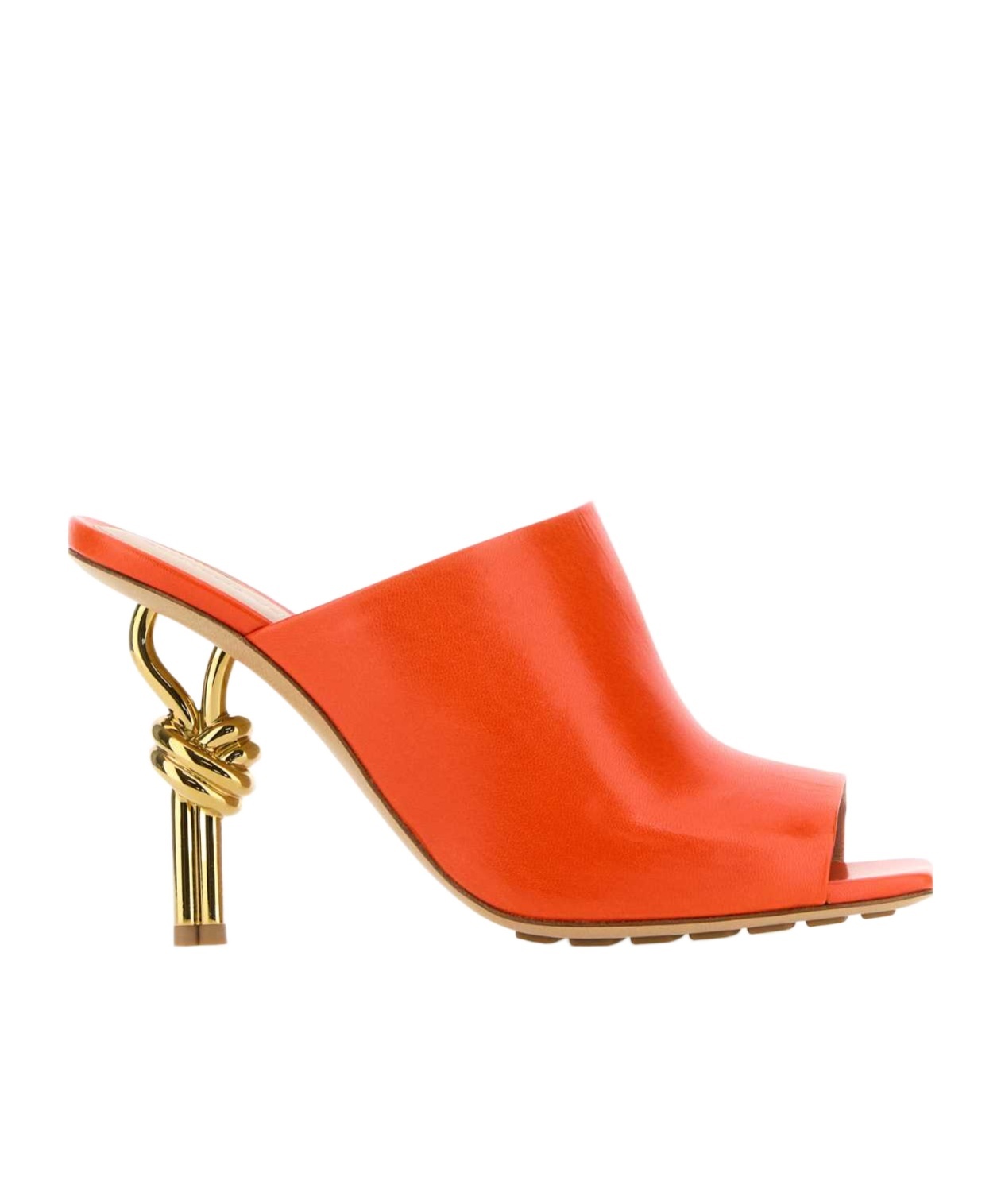 Bottega Veneta Orange Nappa Leather Knot Heels In Red