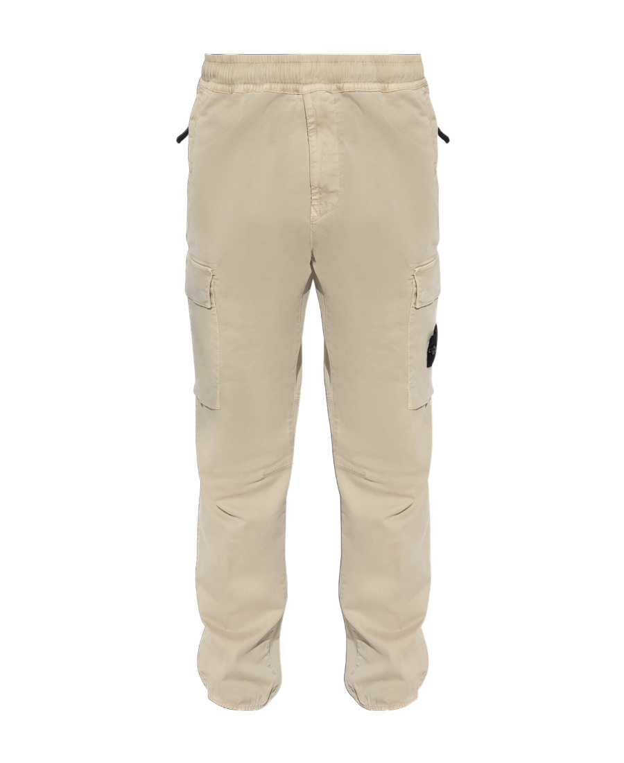 Stone Island Mid-rise Tapered-leg Cargo Trousers In Nude