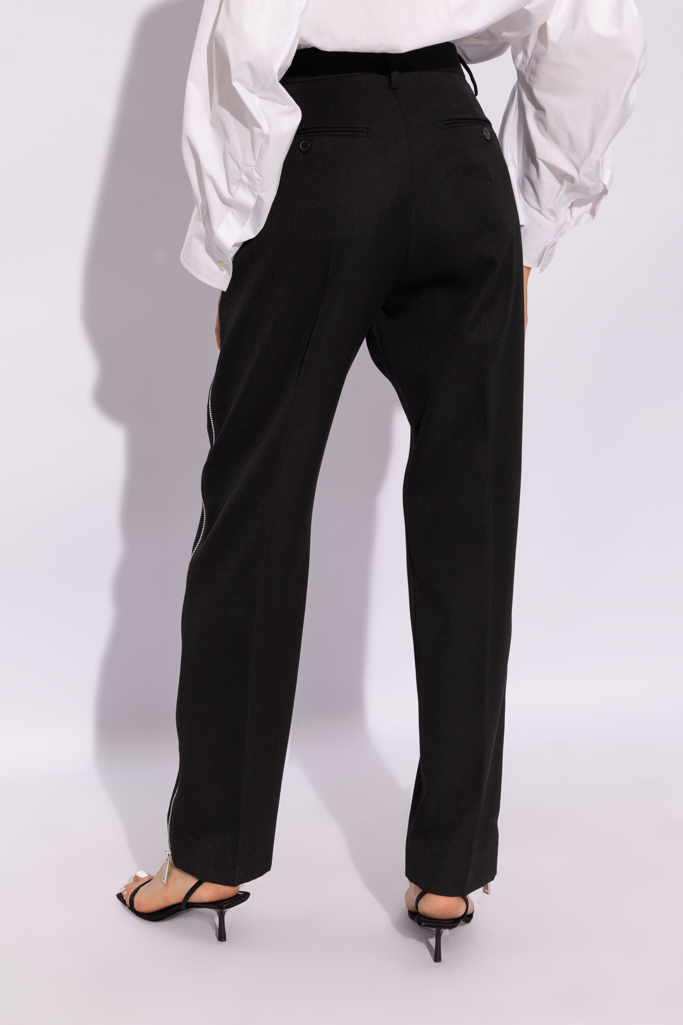Dsquared2 Side Zip-up Virgin Wool Trousers In Black