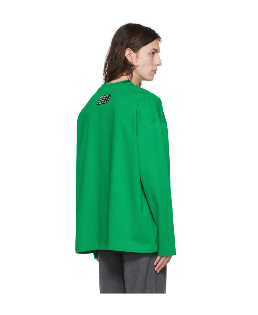 We11 Done Logo-print Long-sleeved T-shirt In Green