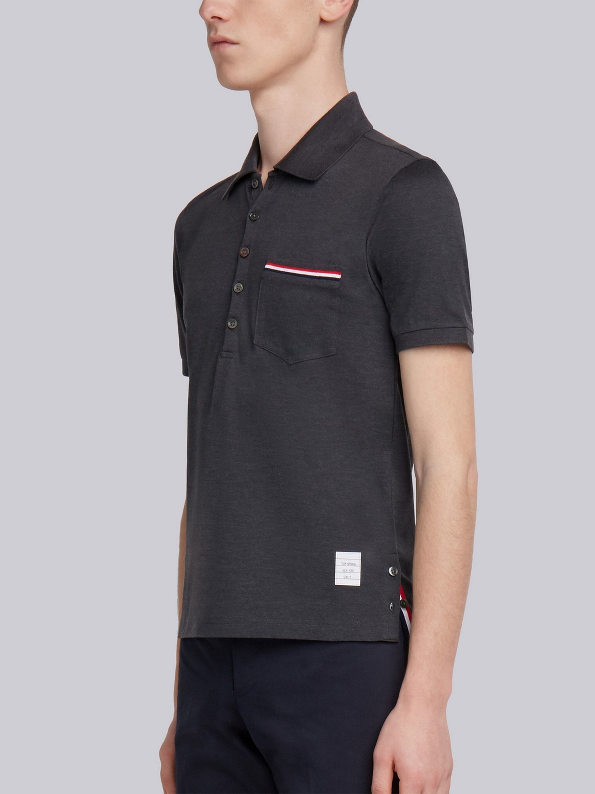 Thom Browne Collar Polo Shirt With Patch Pocket In Black