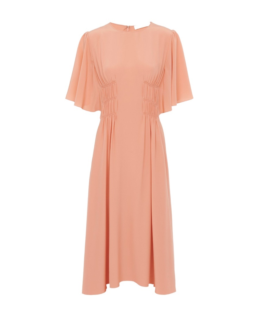 Shop Chloé Silk Midi Dress In Nude