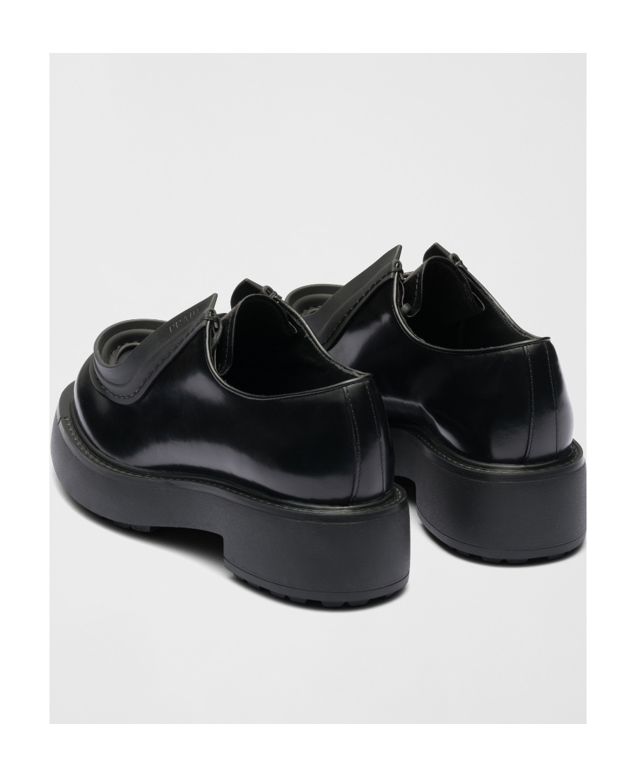 Prada Women's Leather Lace-up Shoes In Black