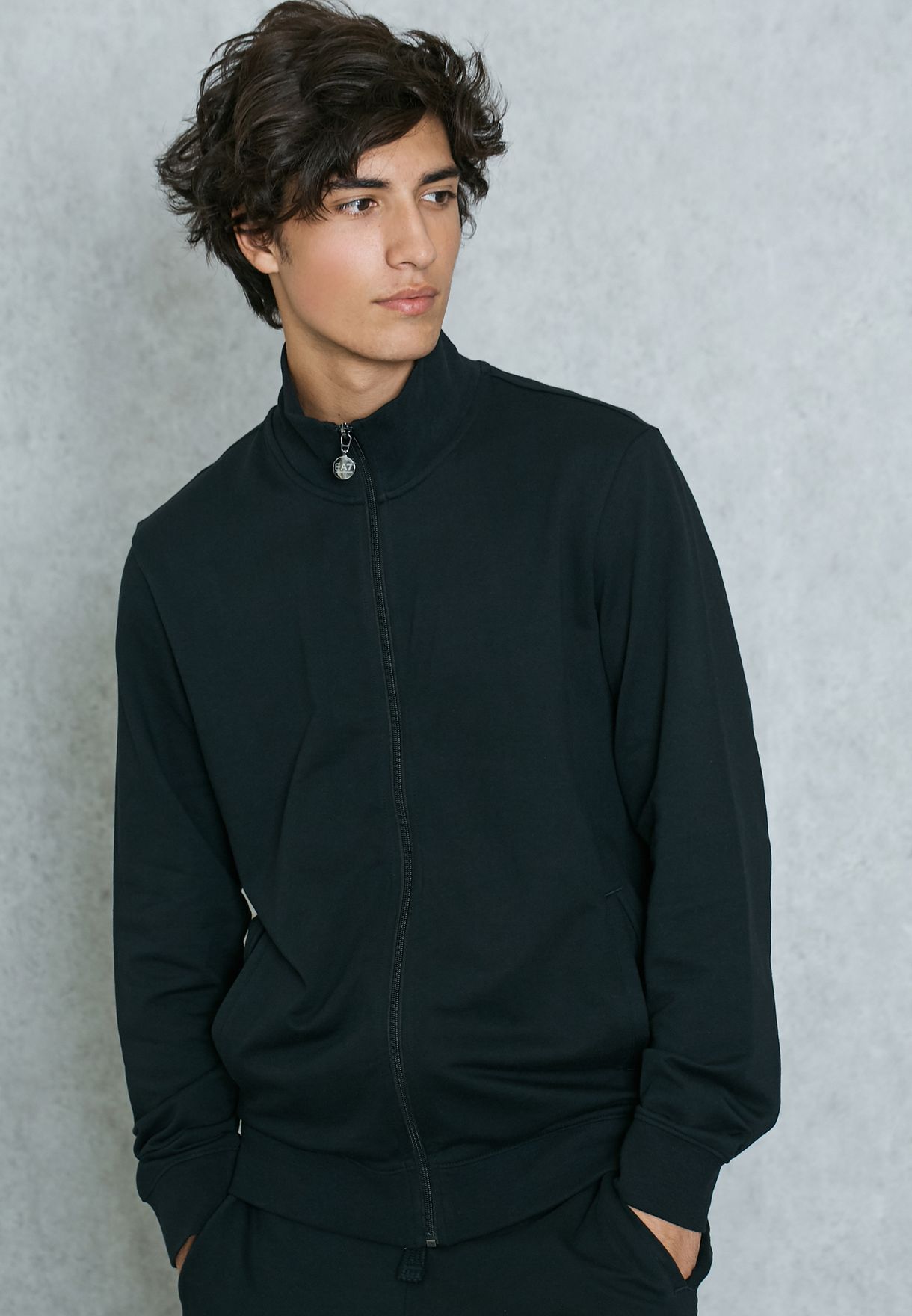 EA7 BLACK LOGO PRINTED SPORTS SUIT