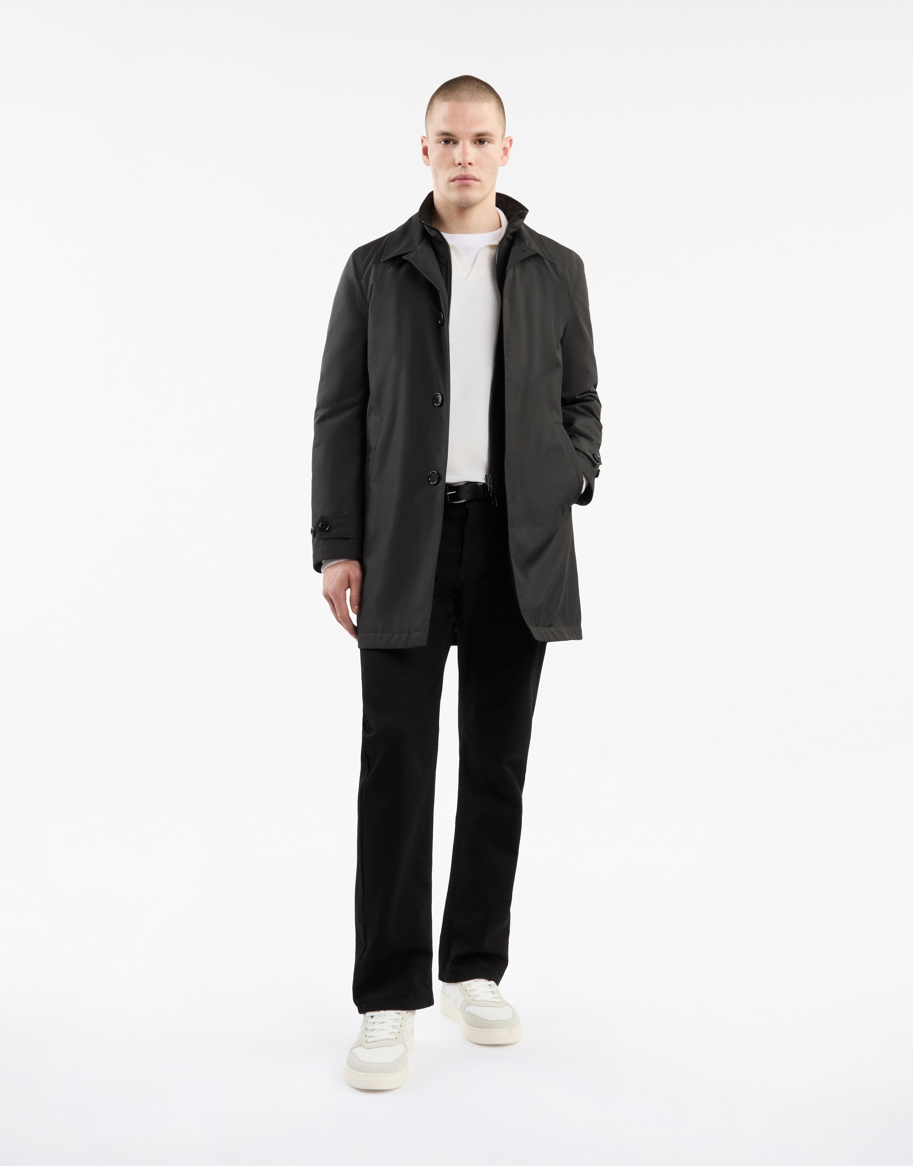 Fay Morning Coat In Technical Poplin In Black