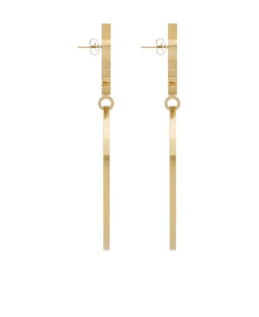 Saint Laurent Cassandre Pendant Hoop Earrings In Yellow