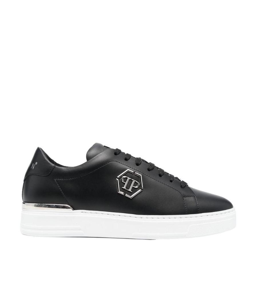 Philipp Plein Low-top Hexagon Leather Sneakers In Black