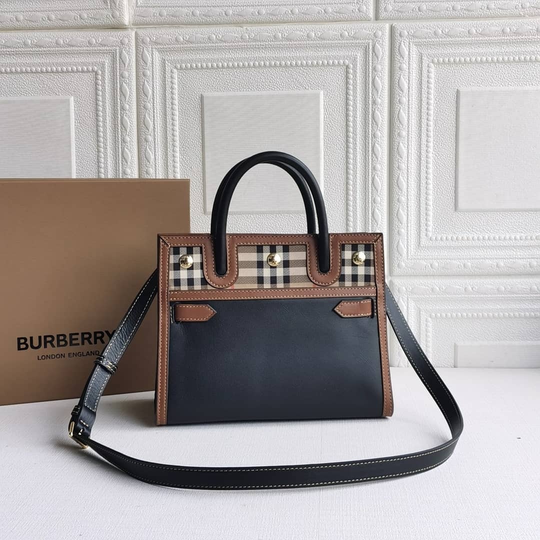 Burberry Mini Two-handle Title Bag In Black