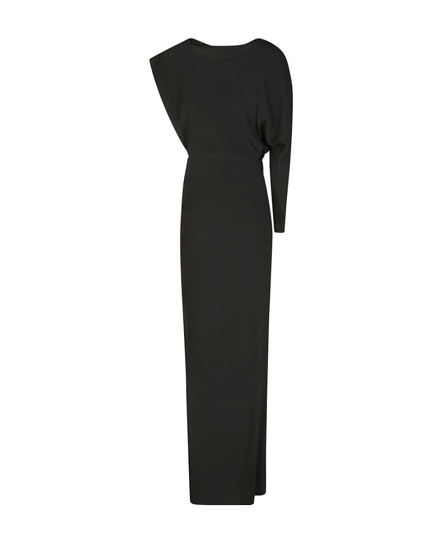 Red Valentino One-word Shoulder Asymmetrical Design Dress In Black