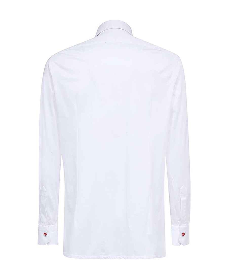 Shop Kiton Lapel Long-sleeved Shirt In White