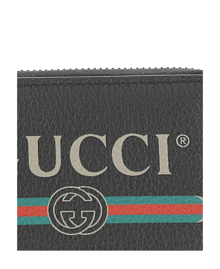 Gucci Print Leather Card Case In Black
