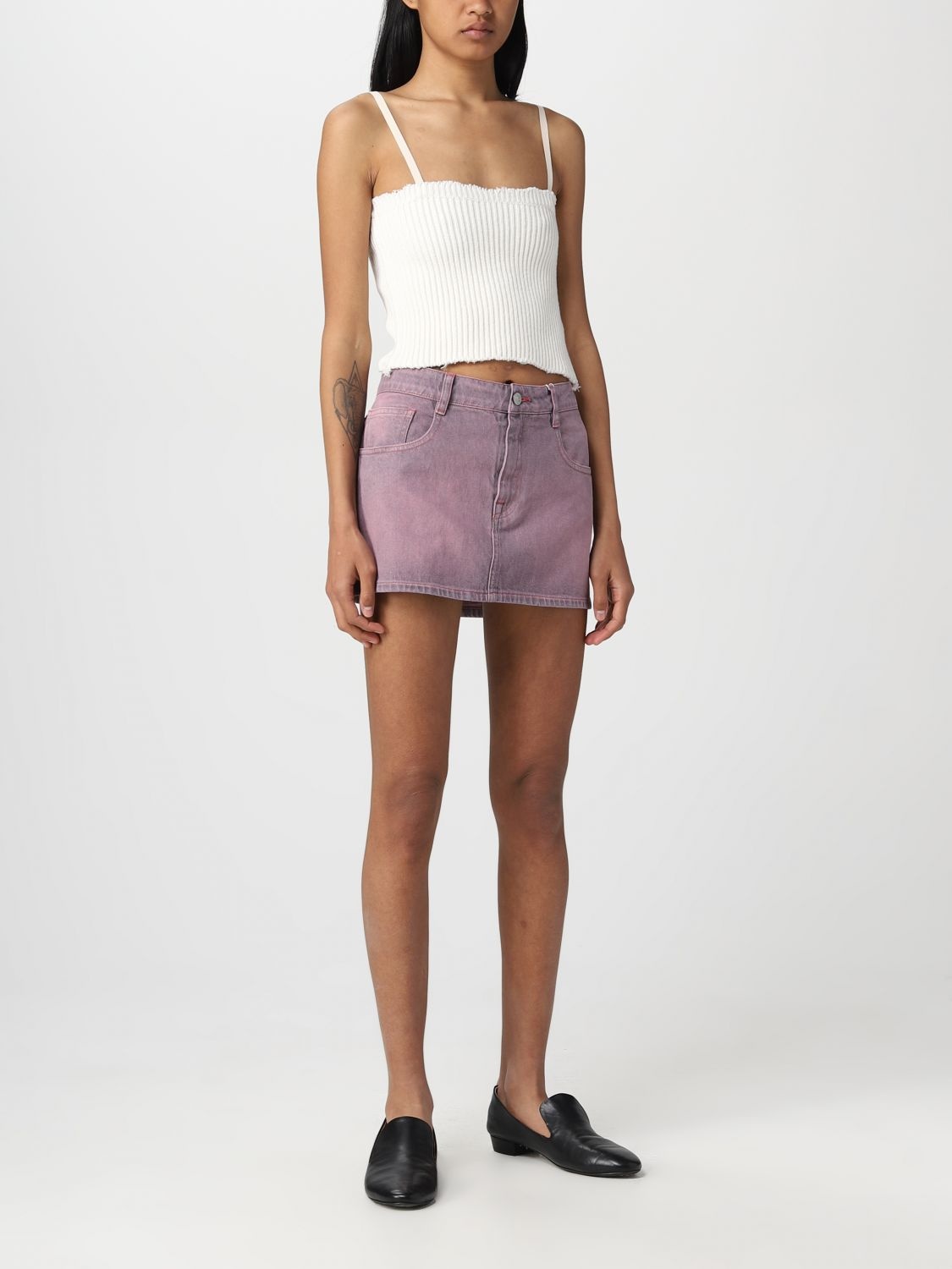 Mm6 Maison Margiela Embroidered-logo Knit Crop Top In Multicolor