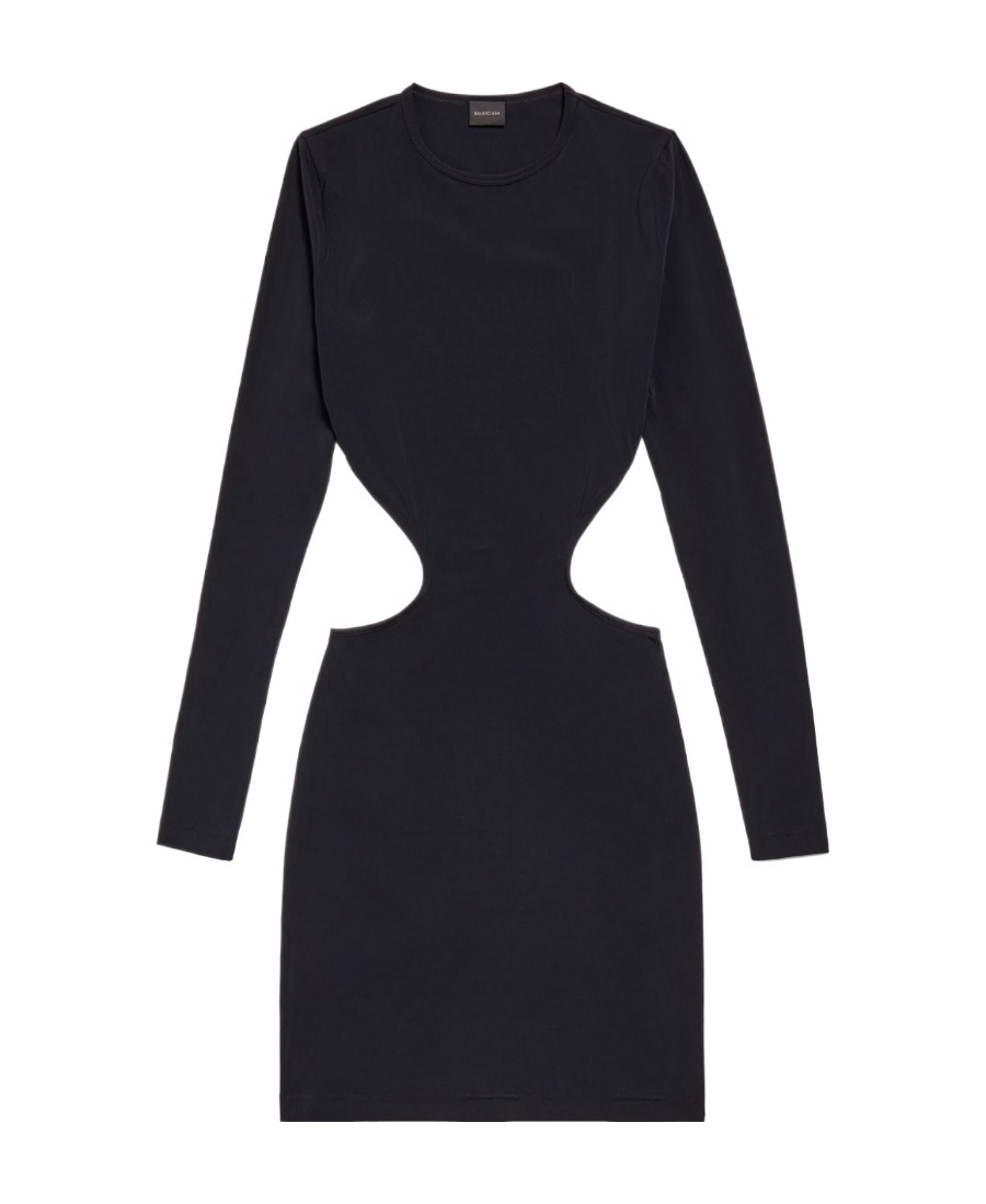 Balenciaga Cut-out Long-sleeved Minidress In Black