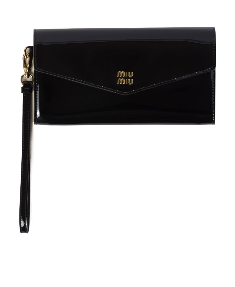 Miu Miu Logo-plaque Leather Wallet In Black
