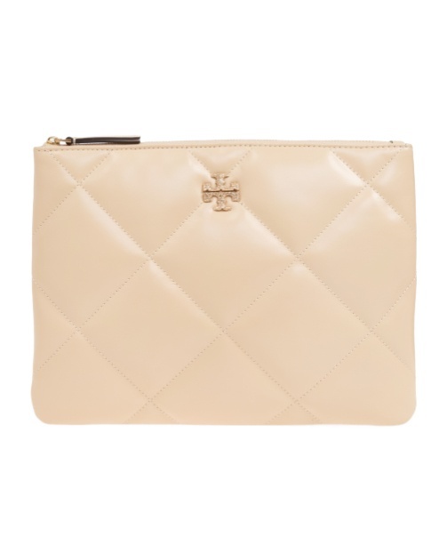 Tory Burch Kira Leather Clutch In Nude
