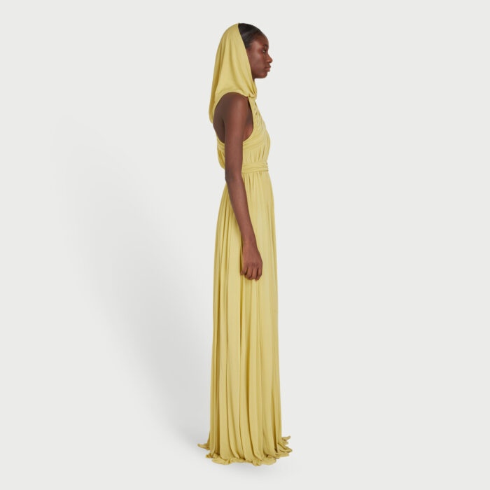 Giambattista Valli Hooded Pleated Dress In Nude