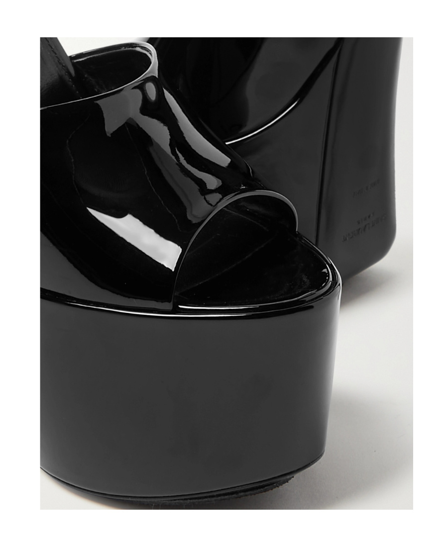 Saint Laurent Jodie Embellished Satin And Velvet Platform Sandals In Black