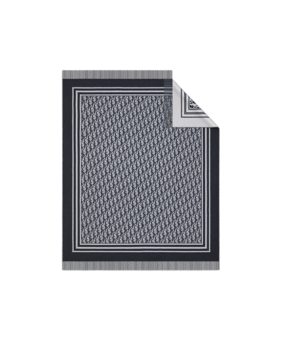 Dior Tassel Detail Wool Cashmere Blanket In Gray