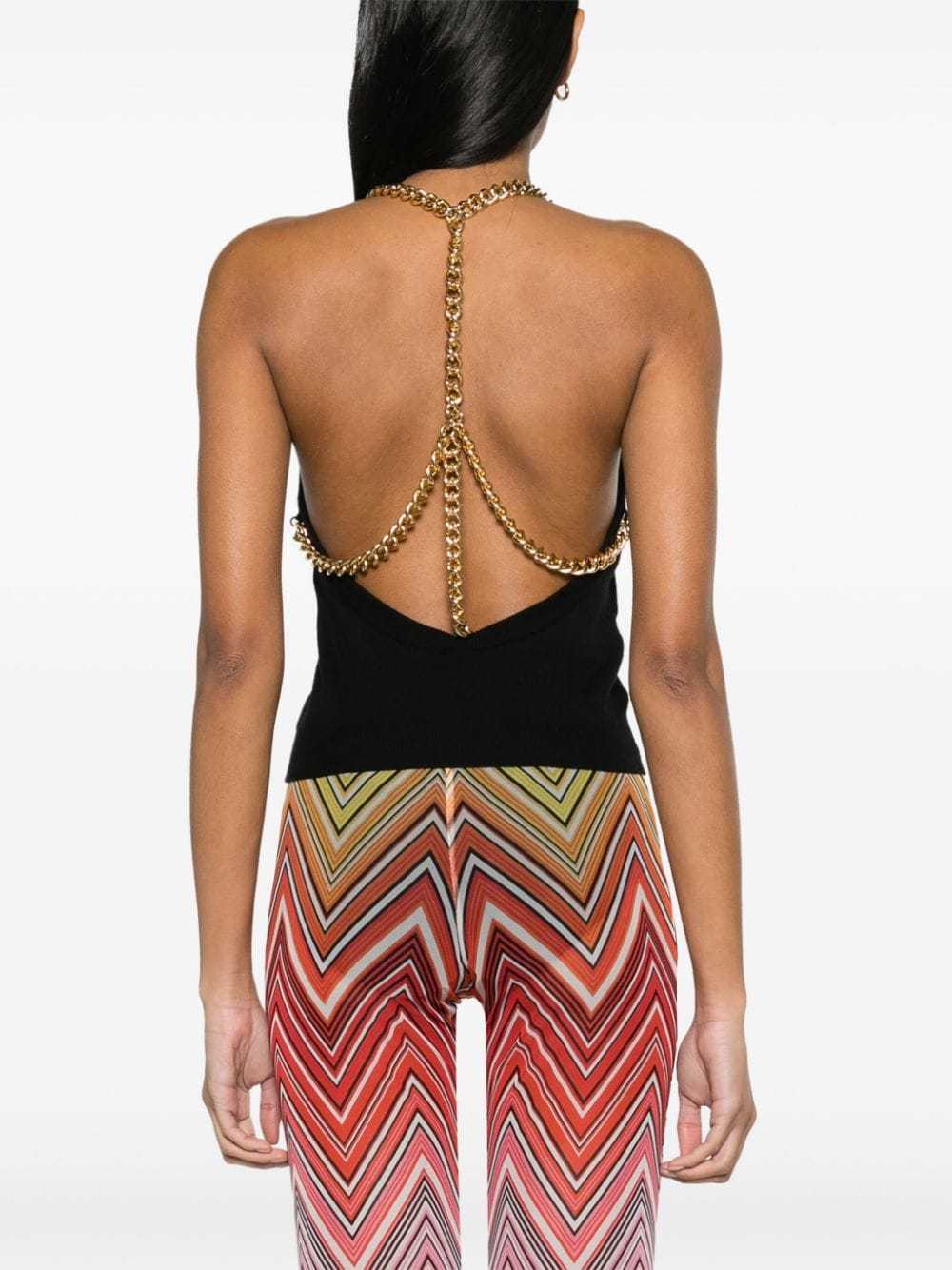 Moschino Chain-embellished Wool Halterneck Top In Black