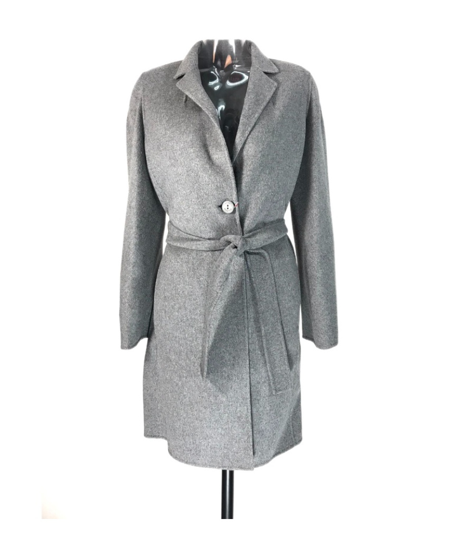 Max Mara Lace-up Coat In Gray