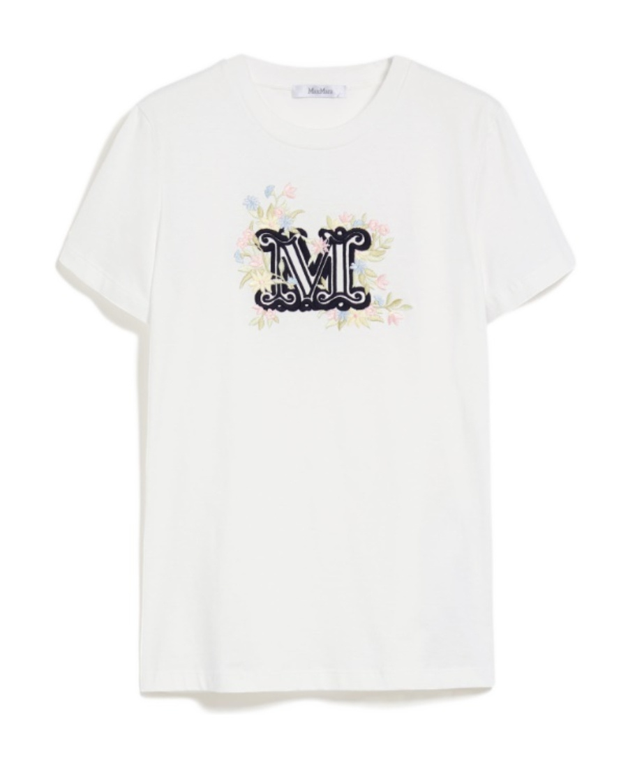 Max Mara Logo Embroidered T-shirt In White