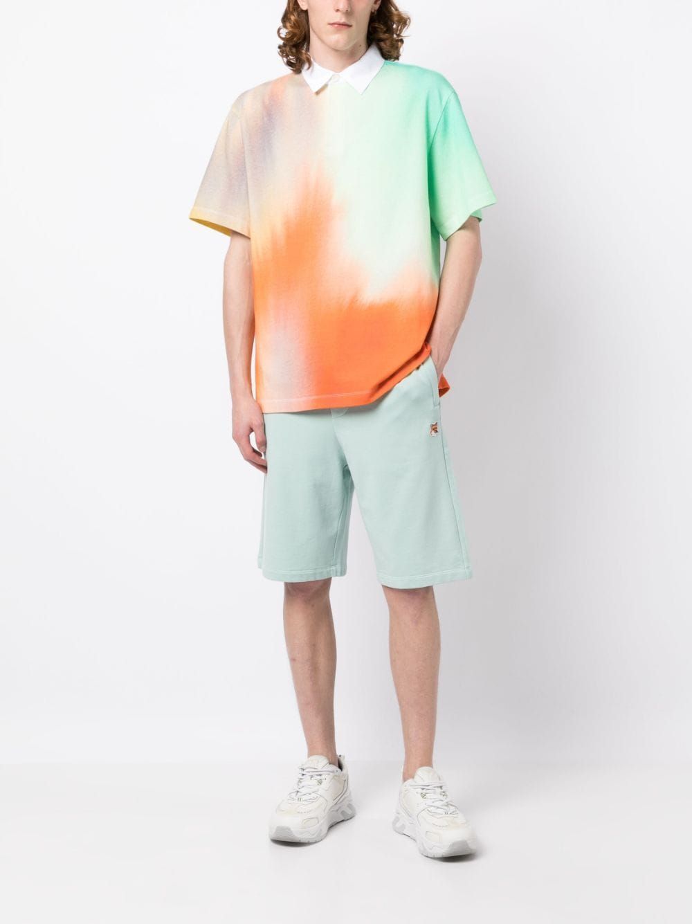 Maison Kitsuné Graded Pattern Polo Shirt In White