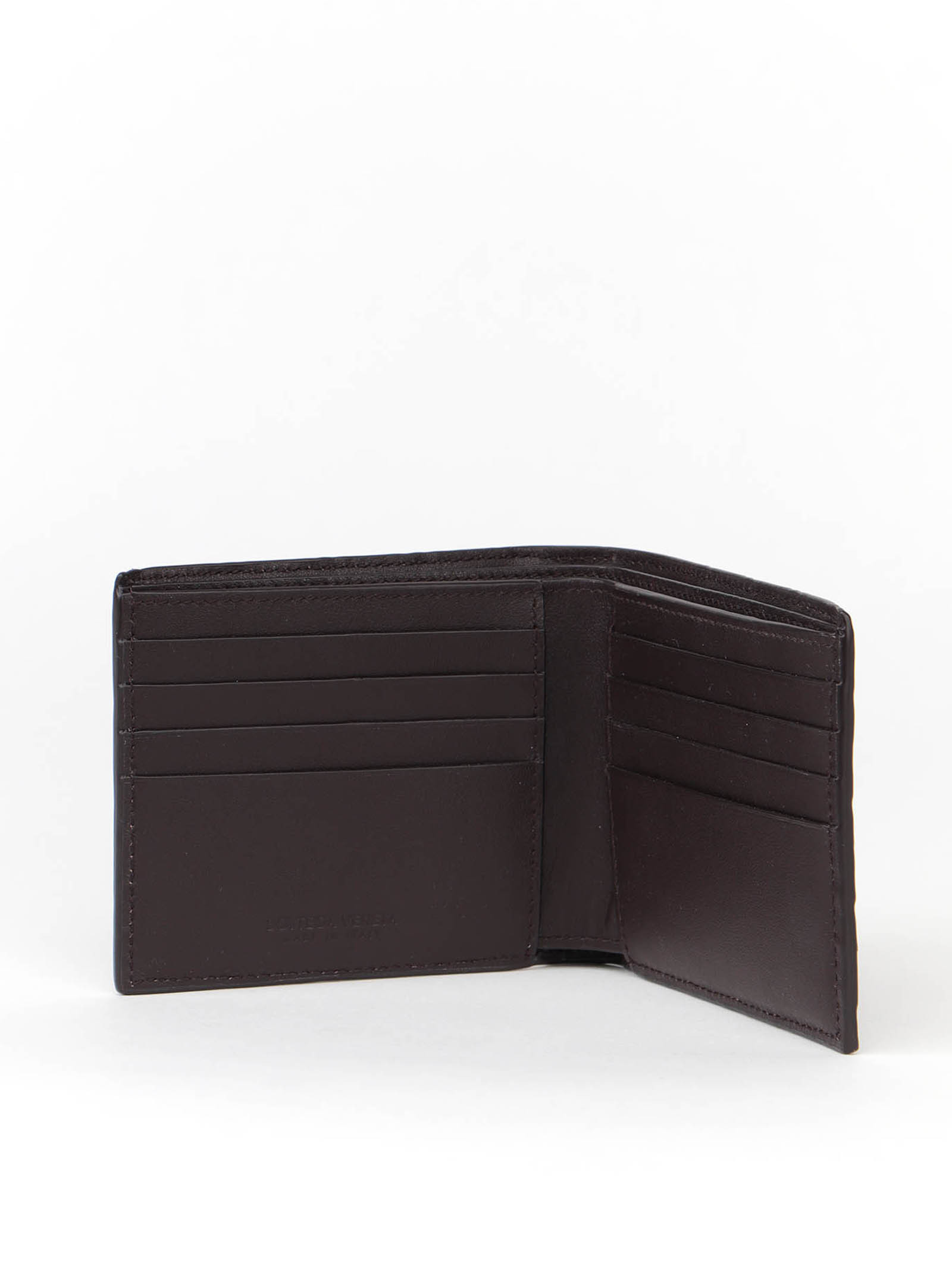 Bottega Veneta Men Leather Wallet With Intrecciato Motif In Black