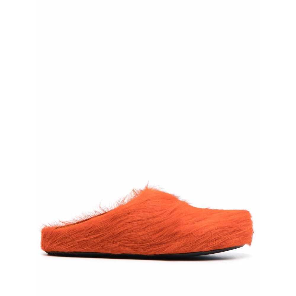 Marni Men Fussbett Sabot Hairy Mules In Orange