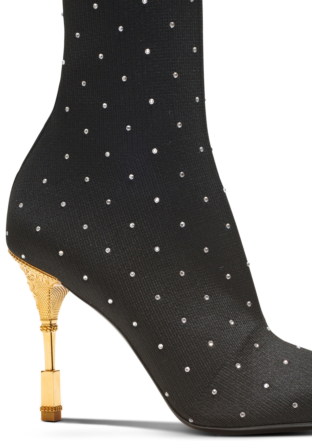 Shop Balmain Moneta Rhinestoned Knit Ankle Boots In Black