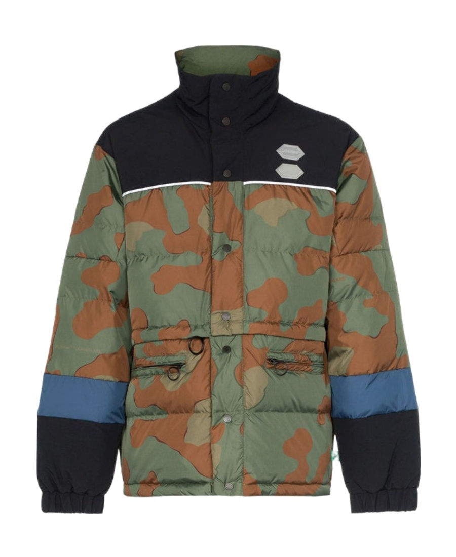 Off-white Camouflage Down Jacket In Green