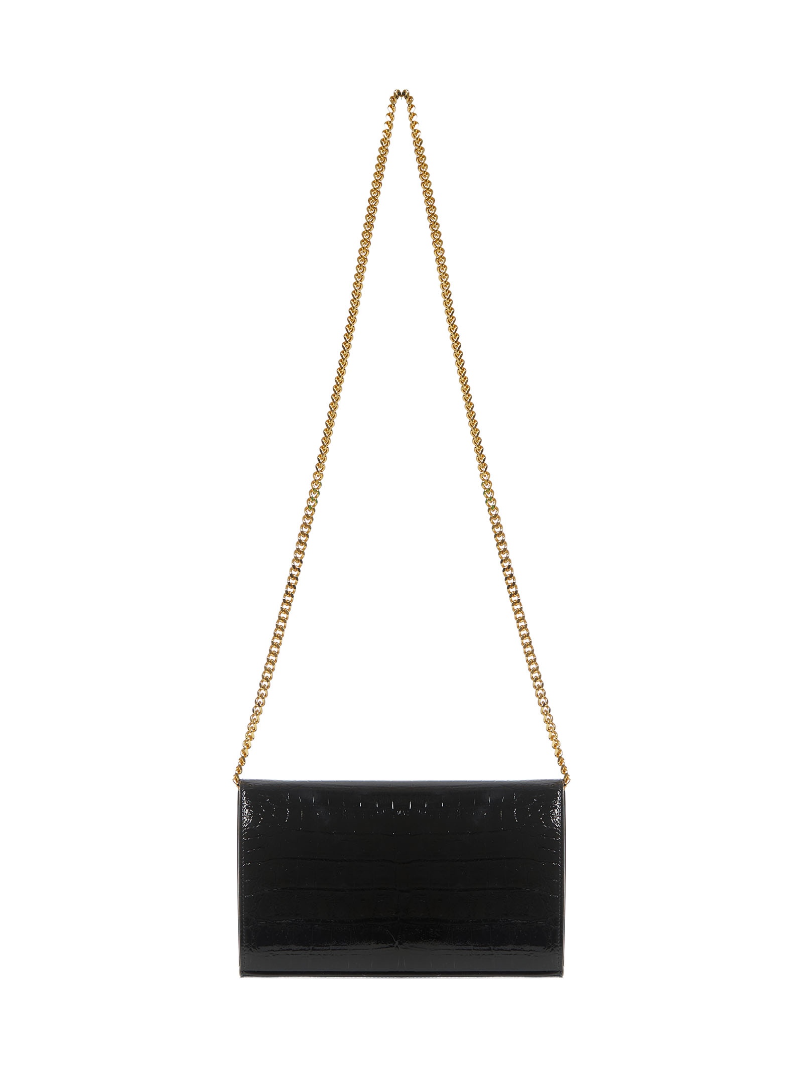 Saint Laurent Kate Embossed Alligator Woc In Black