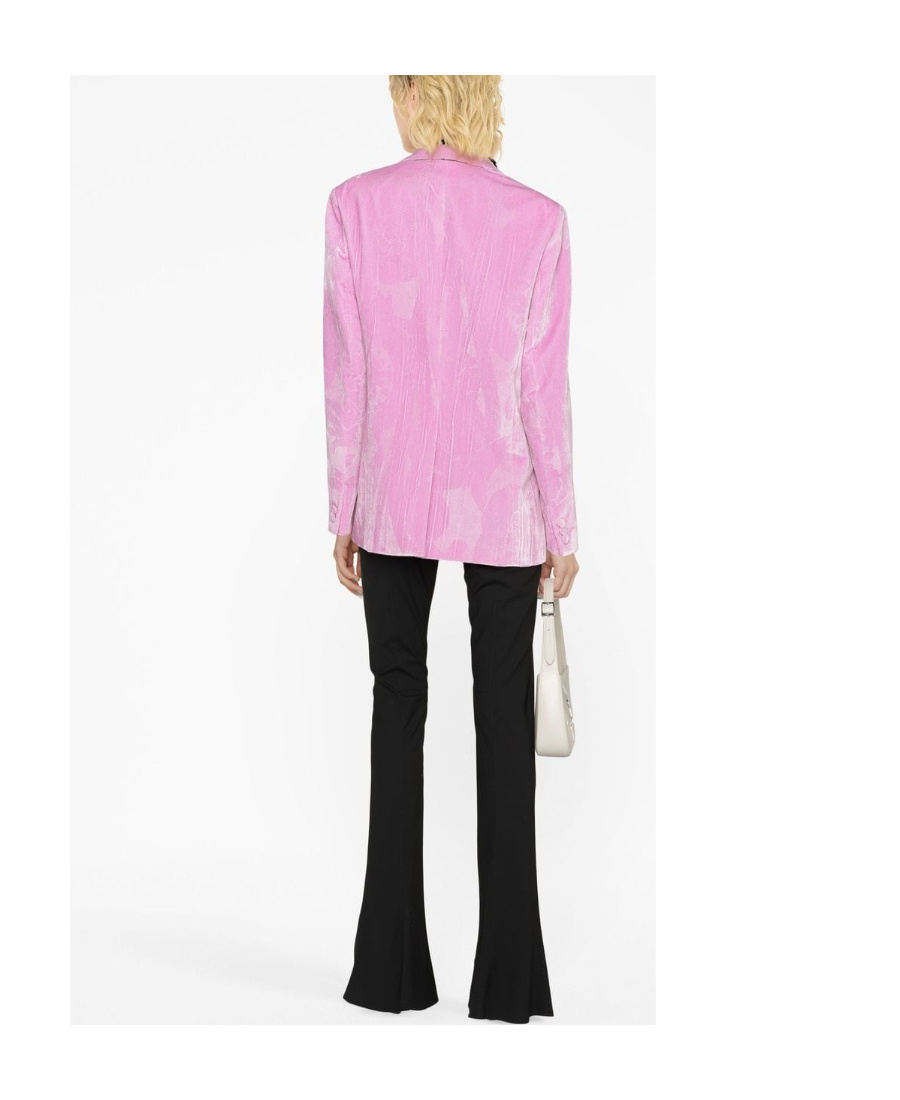 Etro Paisley-print Velvet Blazer In Pink